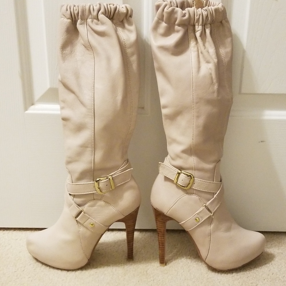 Ivory high heel boots